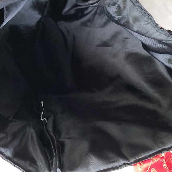 Red Asian Inspired Designed Embroidered Dragons Center Tote Bag By Rampage - Picture 7 of 8